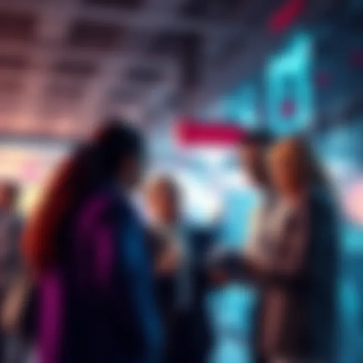 A group of business professionals discussing technology adoption for commercial applications, indicating a shift from pilot projects to large-scale use.