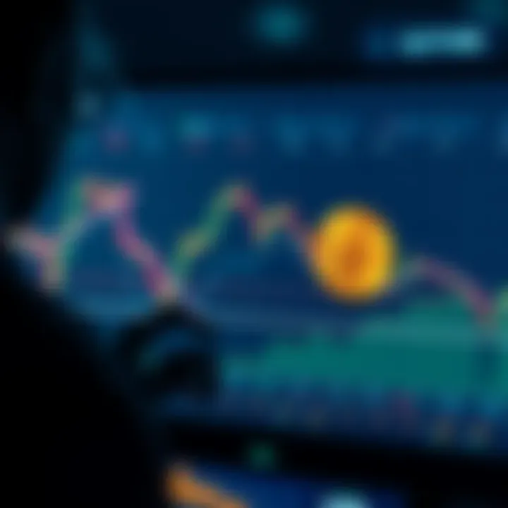 Investing in Algo During Bitcoin Dip A person looking at a chart showing Bitcoin's decline and considering investing in Algo at a low price.