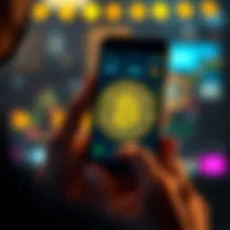 A person holding a smartphone displaying a Bitcoin symbol while contemplating a $50 investment during a market dip.