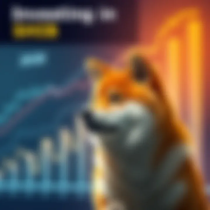 Investing in SHIB A visual representation of a growing financial graph with Shiba Inu dog symbolizing potential wealth from SHIB investment by 2030.