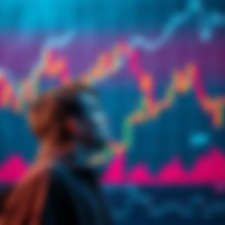 Person contemplating investment in XRP with a chart showing market trends in the background