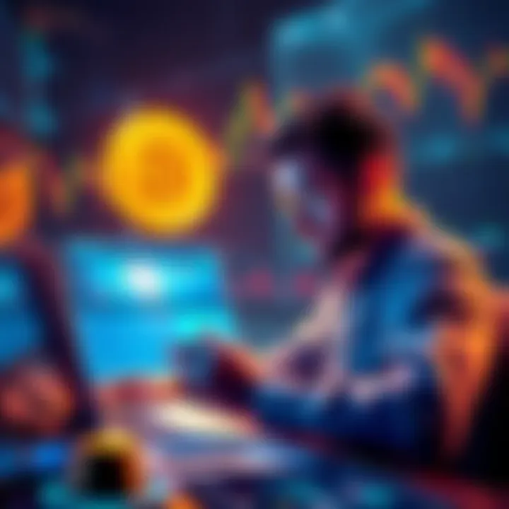 A person analyzing Bitcoin price charts and planning monthly investments of €40-€60.