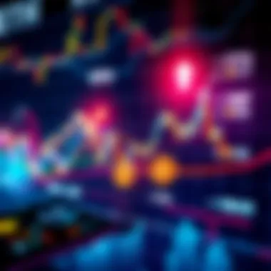 Graph showing market trends for BTC, ETH, XRP, LINK, and HBAR with arrows indicating buy points