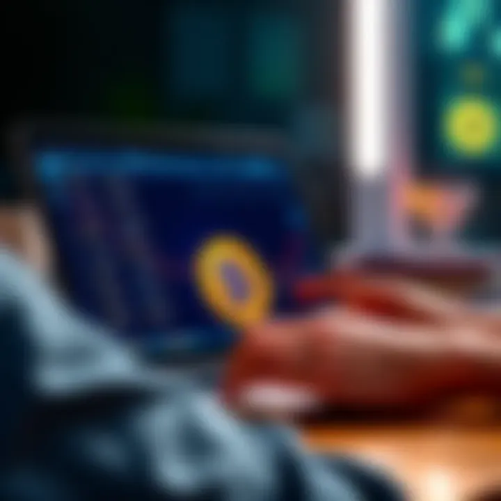 A person reviewing cryptocurrency options on a laptop screen with a focus on Bitcoin.