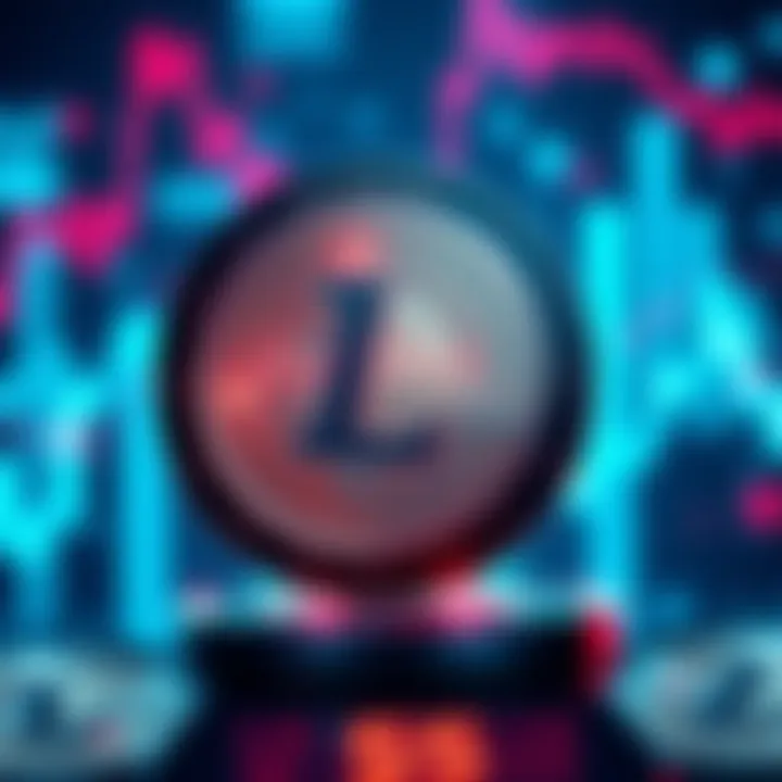 A digital representation of Litecoin with a price tag of $55, showing interest from investors