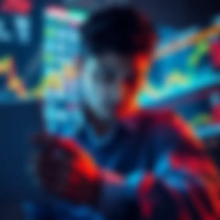 A person analyzing cryptocurrency charts, looking hopeful about Loopring's potential gains during market volatility