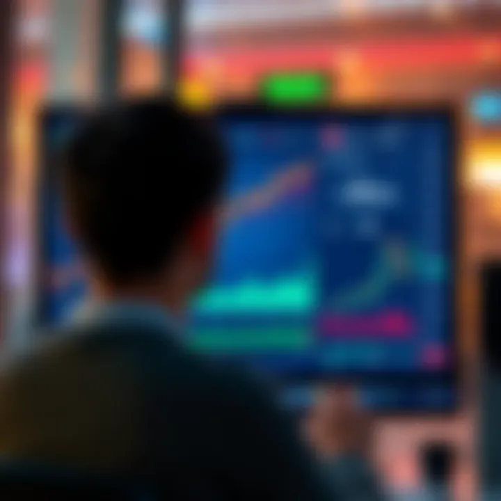 A person looking at a computer screen displaying Solana's price charts and investment details, reflecting hope and uncertainty