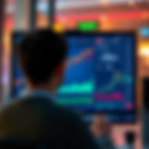 Investing in Solana A person looking at a computer screen displaying Solana's price charts and investment details, reflecting hope and uncertainty
