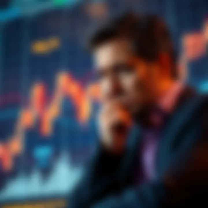 A distressed investor contemplating financial losses over a digital currency chart