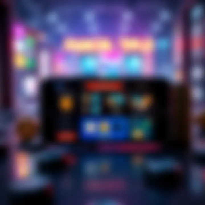 A smartphone displaying an investment app screen focused on parcel accumulation, with graphics showing profits and game rewards.