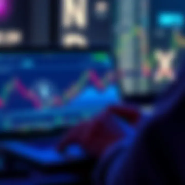 A person analyzing financial charts on a laptop with XRP and Ethereum logos visible, considering investment options