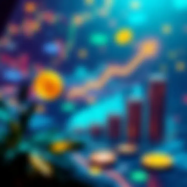 Illustration of financial growth with charts and crypto symbols