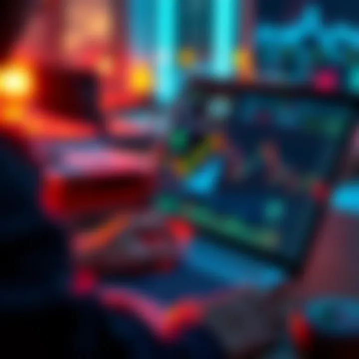 Investment in Cryptocurrency A person analyzing charts and graphs related to cryptocurrencies FET, ONDO, SUI, RNDR, and ARB on a laptop