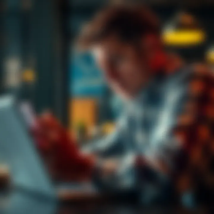 Investment Nightmare A man looking distressed while checking financial statements on his laptop