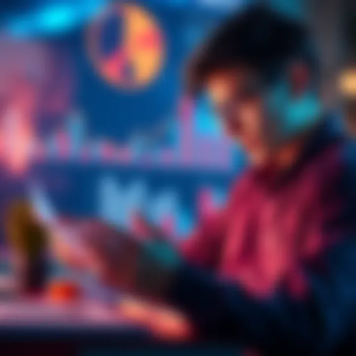 A young investor analyzing investment options with charts and graphs