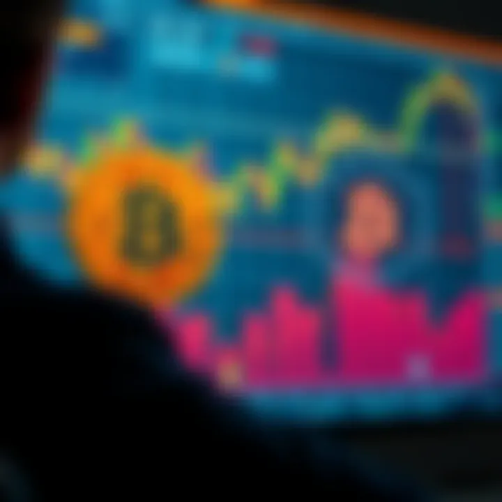 A person looking at stock charts on a screen, with symbols of Bitcoin fading in the background and AI stock logos appearing in the foreground.