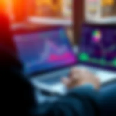 Investment Strategies A person analyzing market trends and charts on a laptop while considering investments in low market cap assets.
