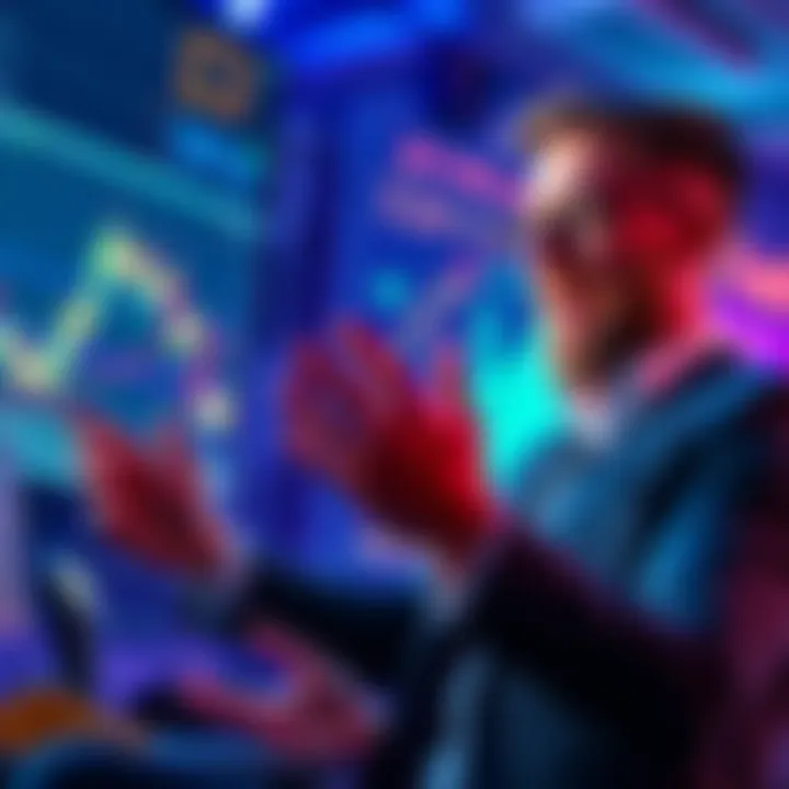 An investor is shown enthusiastically engaging with cryptocurrency charts and coins, symbolizing a strong investment in the altcoin market.