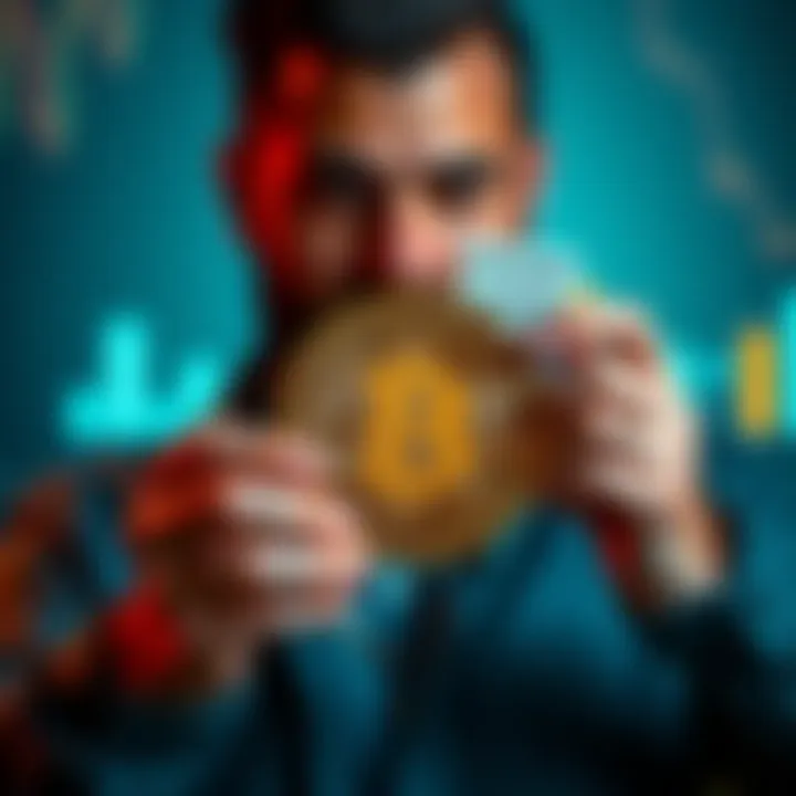An investor holding a Bitcoin symbol with a $50,000 purchase receipt, symbolizing confidence in Bitcoin despite market fears.