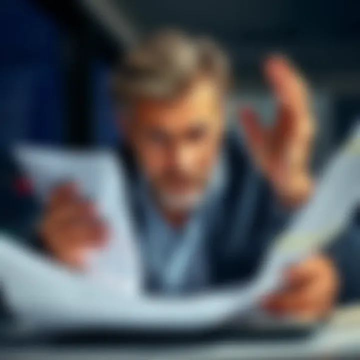An investor looks distressed while reviewing a financial report, showing a dramatic drop from $50 million to $37,000 due to high fees and slippage.