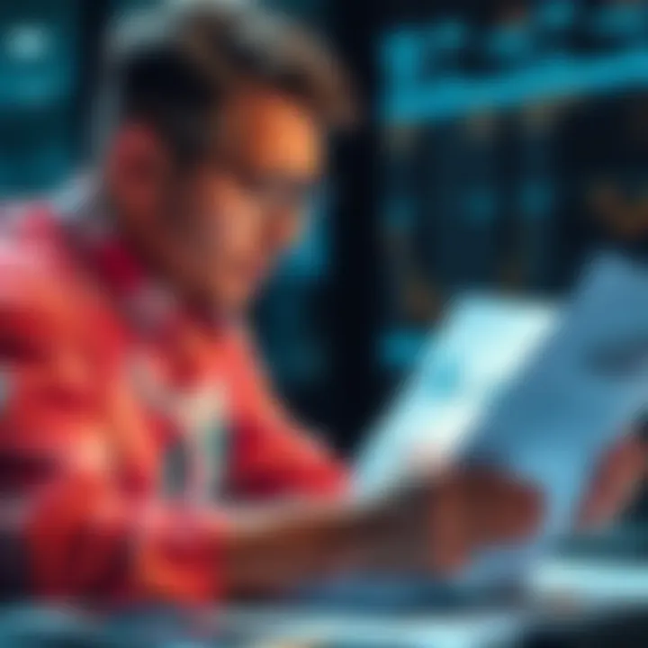 A concerned investor reviews a financial report showing a decline in investment balance