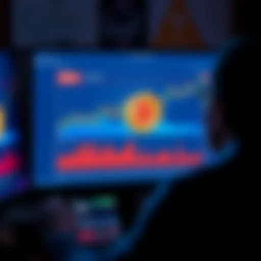 A person looking at a computer screen showing a Bitcoin chart and a DRAM stock graph, symbolizing the shift from Bitcoin investment to DRAM.