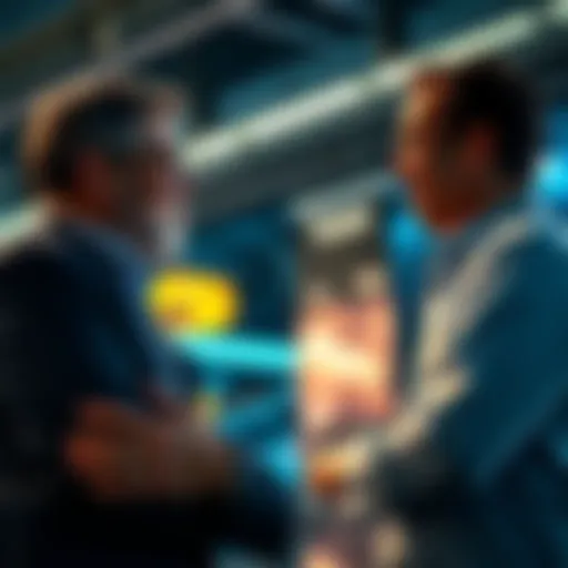 A person expressing gratitude to another individual in a business setting, discussing market stability and funding ideas.