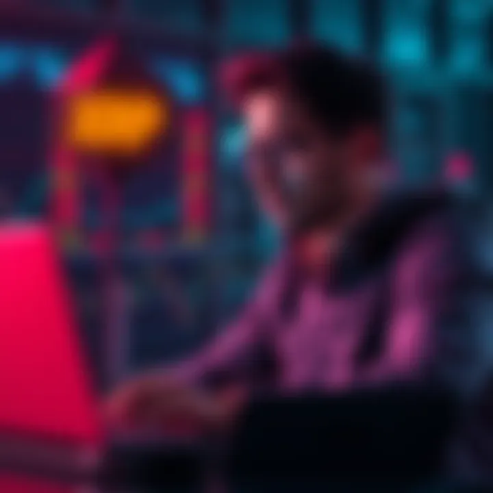 Investor contemplating XRP decision An investor looking worried while analyzing XRP market trends on a laptop