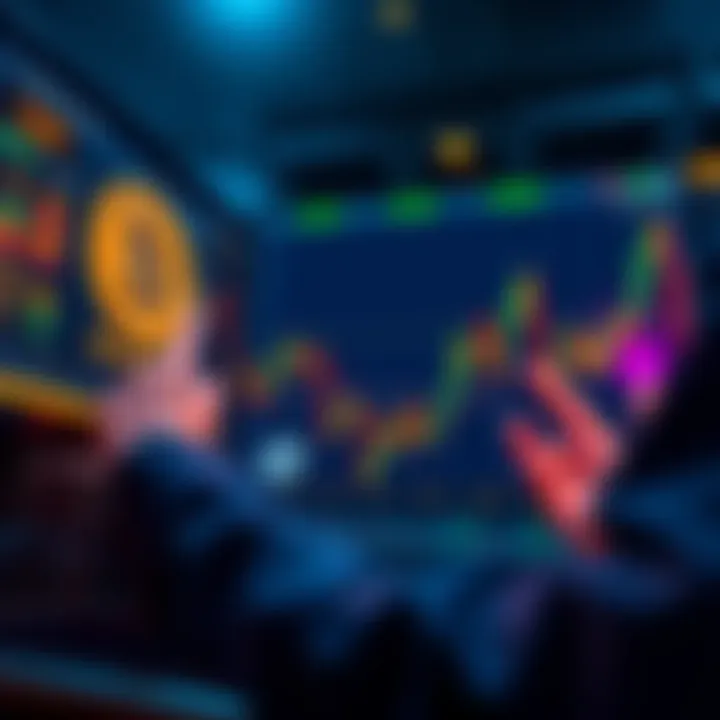 An investor looks at a chart showing Bitcoin price movement and profit taking strategies.