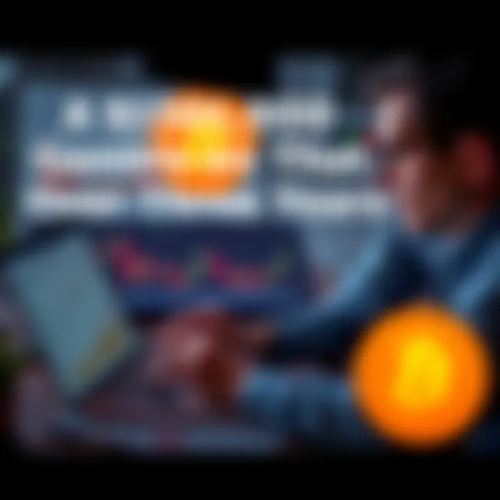 An investor studies Bitcoin charts on a laptop while surrounded by financial documents and a Bitcoin symbol, showcasing their investment journey.