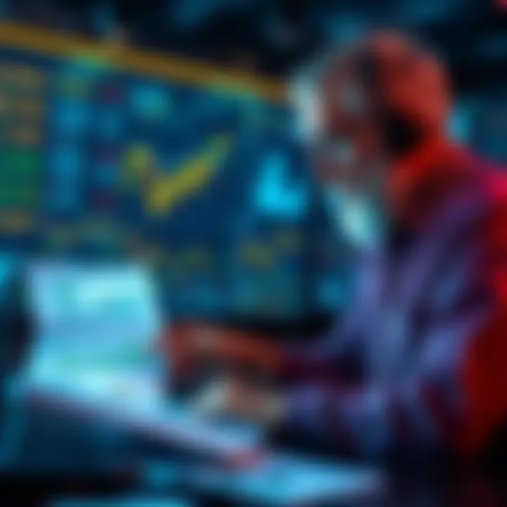 An investor studying charts and documents related to small company investments, highlighting the search for genuine information amidst hype