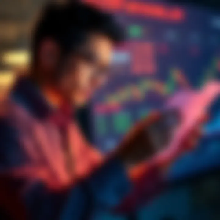 A new investor reviewing charts and Bitcoin prices, contemplating investment decisions amidst market fluctuations.