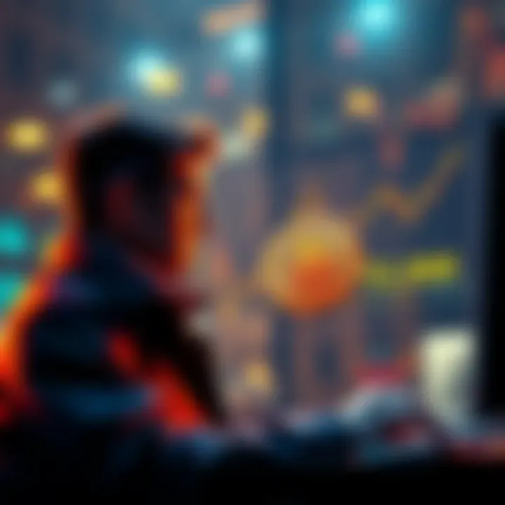 An investor planning monthly Bitcoin investments, visualizing reaching a target of $120,000 amidst market fluctuations.