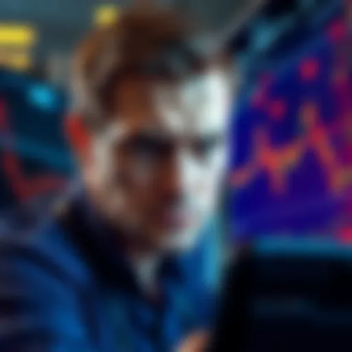 Investor Concern A worried investor looking at stock market charts showing decline with a frown on their face