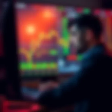 A worried investor looking at stock charts on a computer screen, with a focus on MSTR and STRC, highlighting uncertainty in the market.