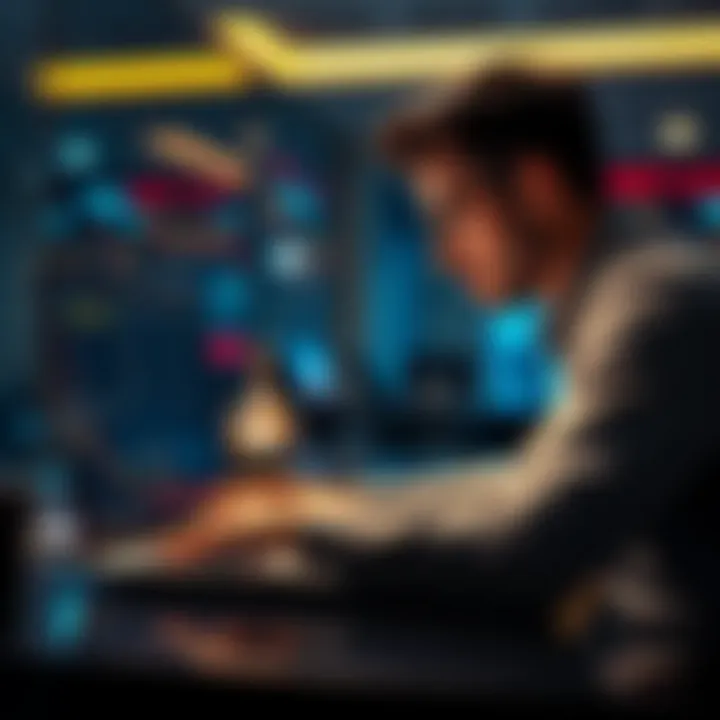 An investor closely monitors ETH prices and market trends on a laptop, considering selling some holdings