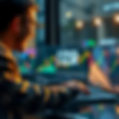 A person looking at a stock chart on a laptop with excitement, symbolizing their goal of reaching $125k in investments.