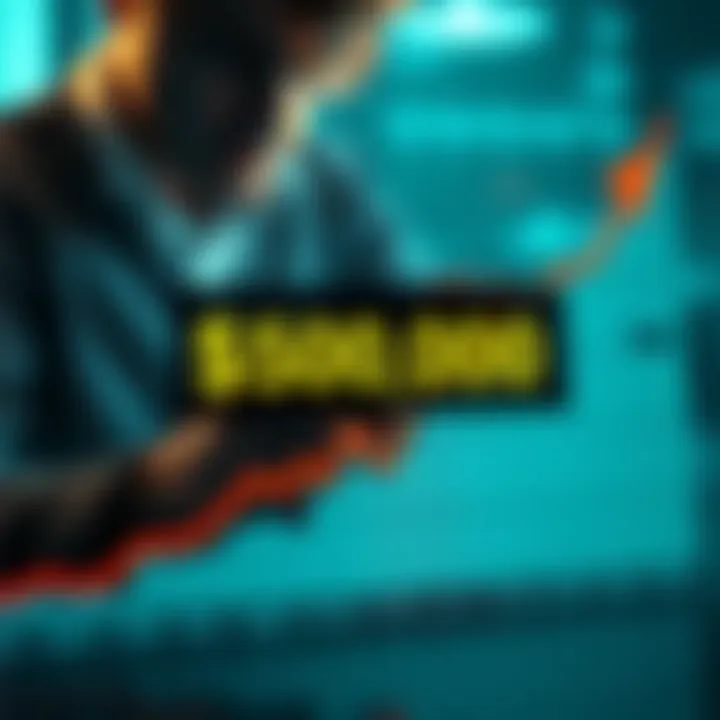 A financial graph showing a five-year support curve with an upward trend and a '$50,000' label prominently featured