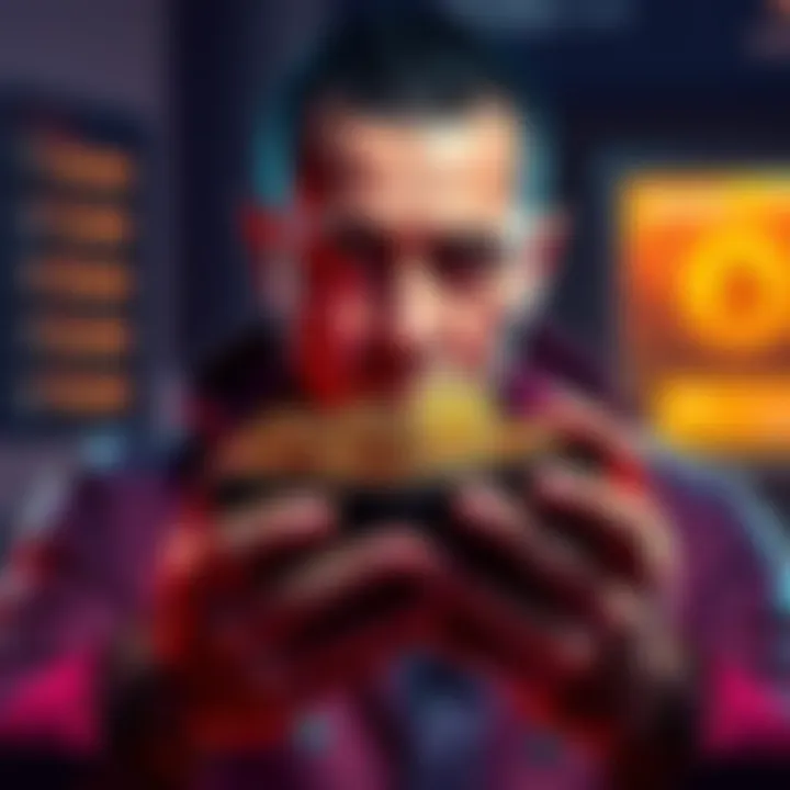 An investor holding a digital wallet displaying KAS coins with a concerned expression, symbolizing their decision to sell most of their KAS coins, keeping only a few for future investment.