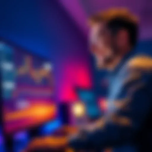 A man smiling as he looks at a computer screen showing Bitcoin sale details