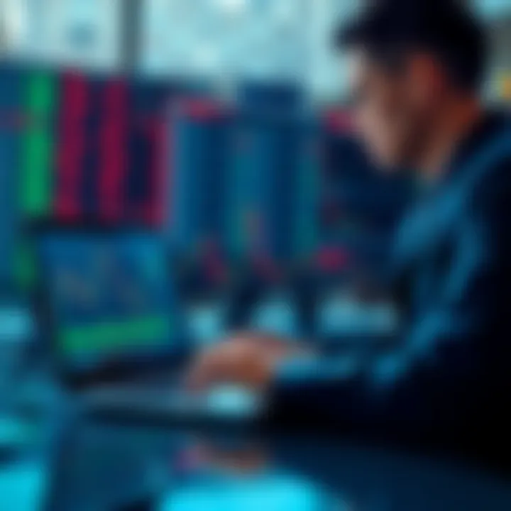 A trader looking at stock charts on a laptop, evaluating investment options in TAO during market fluctuations.