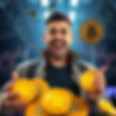 A confident investor holding Bitcoin symbols, showing excitement about their $6,000 investment plans