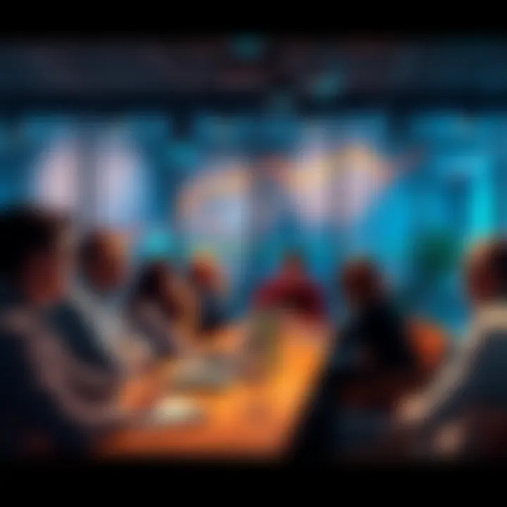 Group of investors sharing stories about their buy-only investment strategies during a community meeting