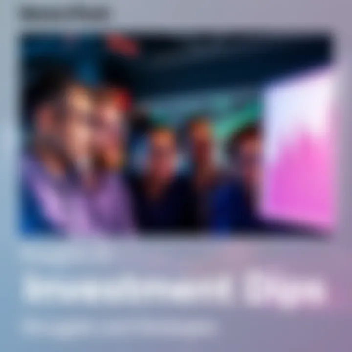 Investors Discussing Strategies A group of people talking about investment strategies while looking at charts on a computer screen, showing a mix of emotions about market dips.