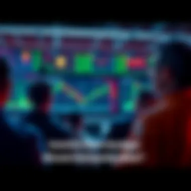 Investors watching Bitcoin prices A group of investors looking at Bitcoin price charts on screens, showing concern and contemplation