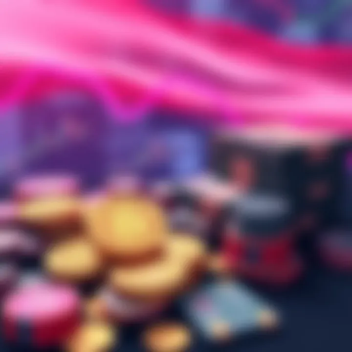 An illustration showing cryptocurrency coins and stacks of money, symbolizing Iran's increase in crypto transactions tied to illicit activities.