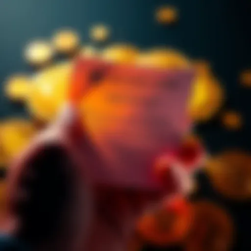 A person holds a letter from the IRS about Bitcoin tax compliance, with Bitcoin coins in the background.