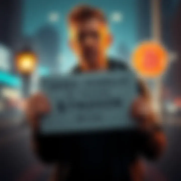 James Howells looks disappointed while holding a sign about lost Bitcoin.