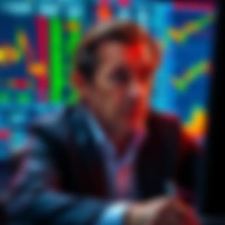 James Wynn looking shocked while reviewing trading charts and data on a computer screen after major losses