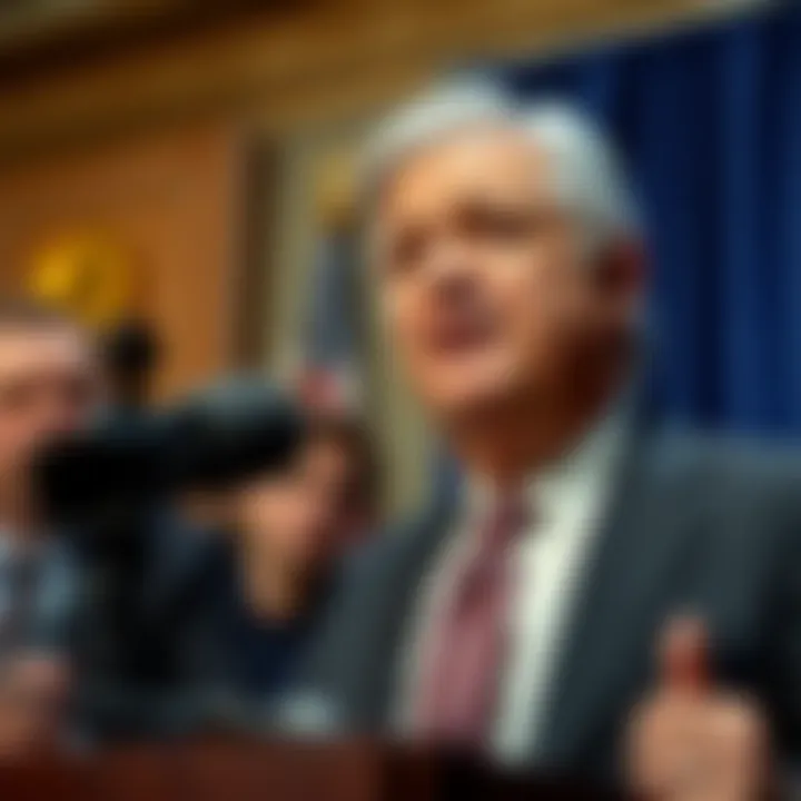 Jamie Dimon Lawsuit Over Crypto Comments Jamie Dimon speaking at a press conference about cryptocurrency, facing media scrutiny and questions from reporters.